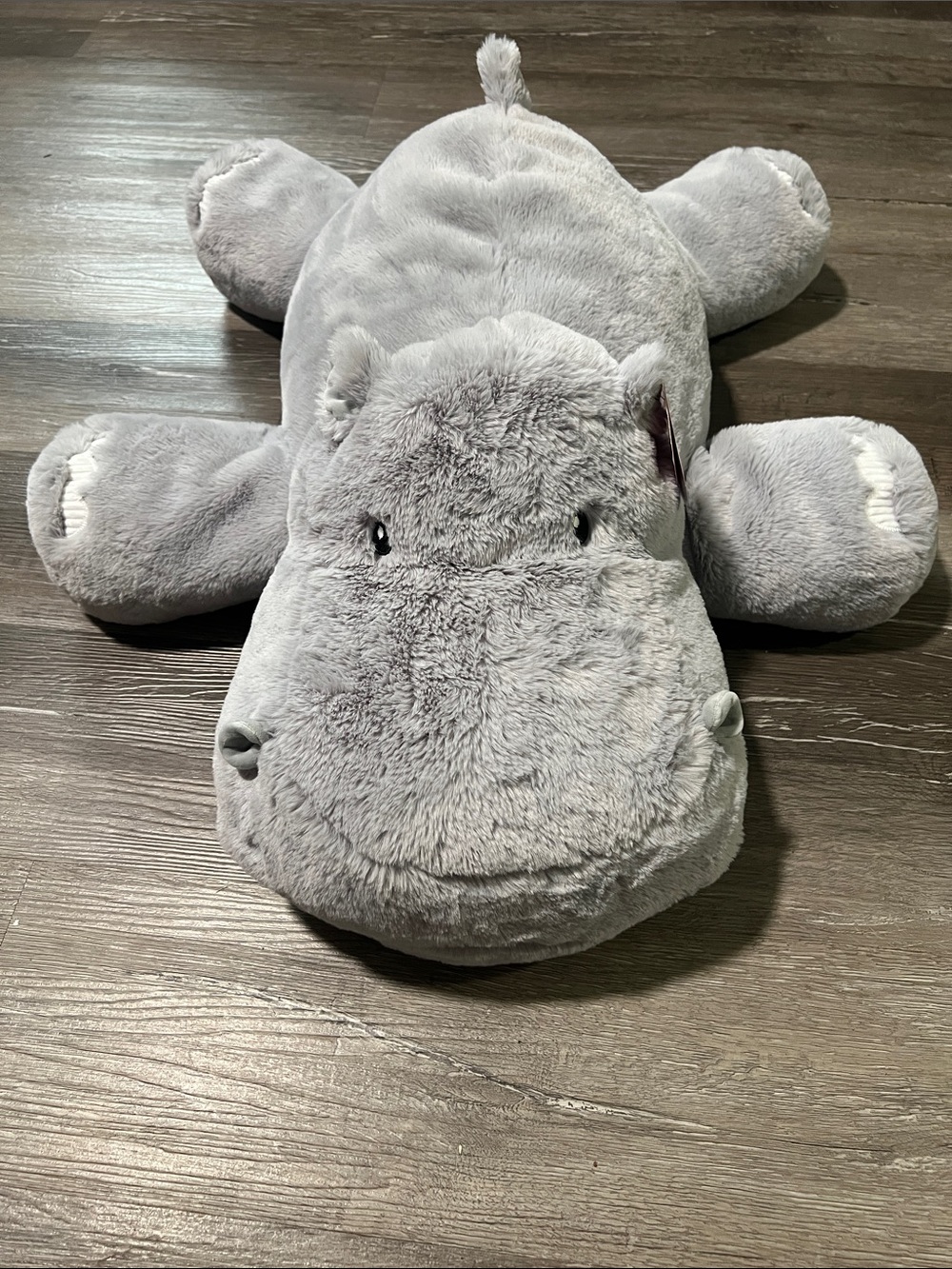 Jumbo 25” Plush Hippo Stuffed Animal Toy - Soft Gray Cuddly Plush